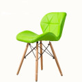 PU cover plastic dining chair Wooden leg chair